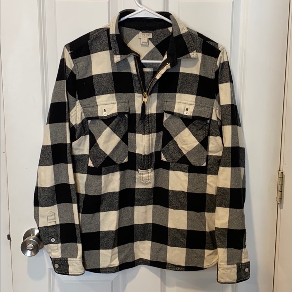 J Crew Buffalo Plaid 1/2 Zip Flannel Shirt EUC - Picture 4 of 16